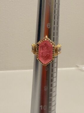 Bomb Party Resort! NWOT! Gold-Tone Ring with Pink Hexagon Gemstone